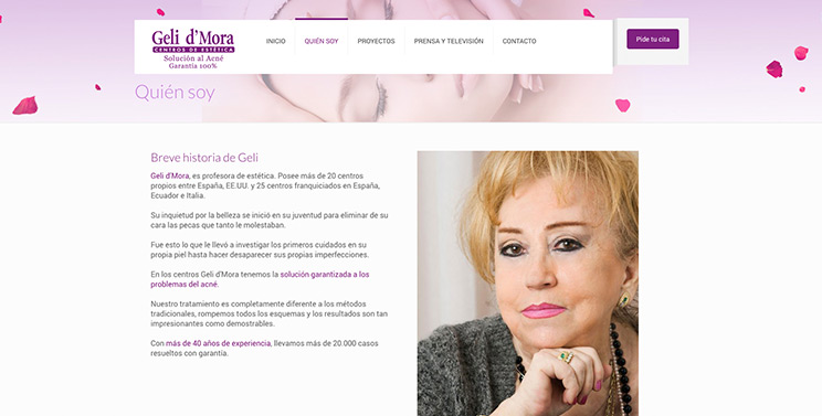 P&aacute;gina web de Geli de Mora detalle