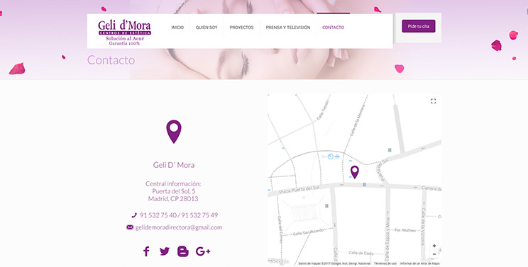 P&aacute;gina web de Geli de Mora detalle