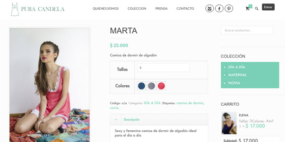Pura Candela ecommerce detalle