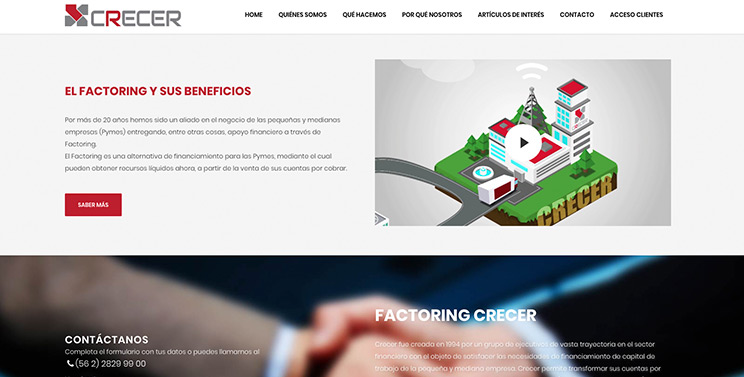 P&aacute;gina web de Crecer detalle