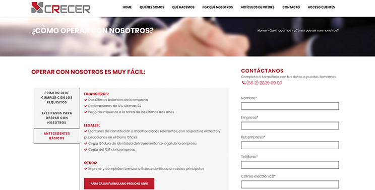 P&aacute;gina web de Crecer detalle